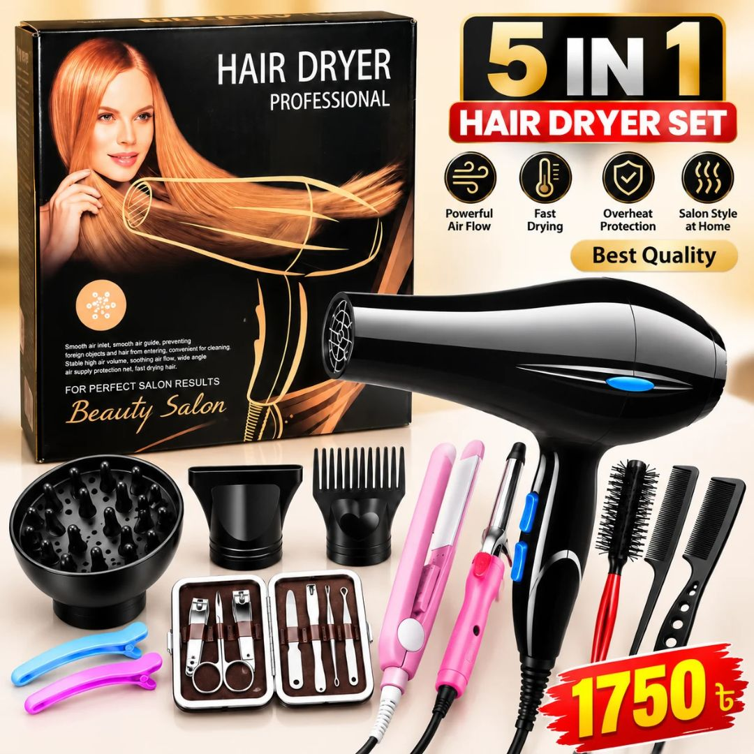 5 in 1 Professional Hair Dryer & Hair Styling Combo Set Best Quality
